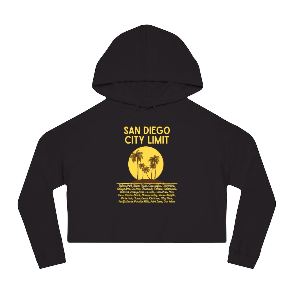 San Diego City Limit Cropped Hoodie | SD Areas on back (Brown)