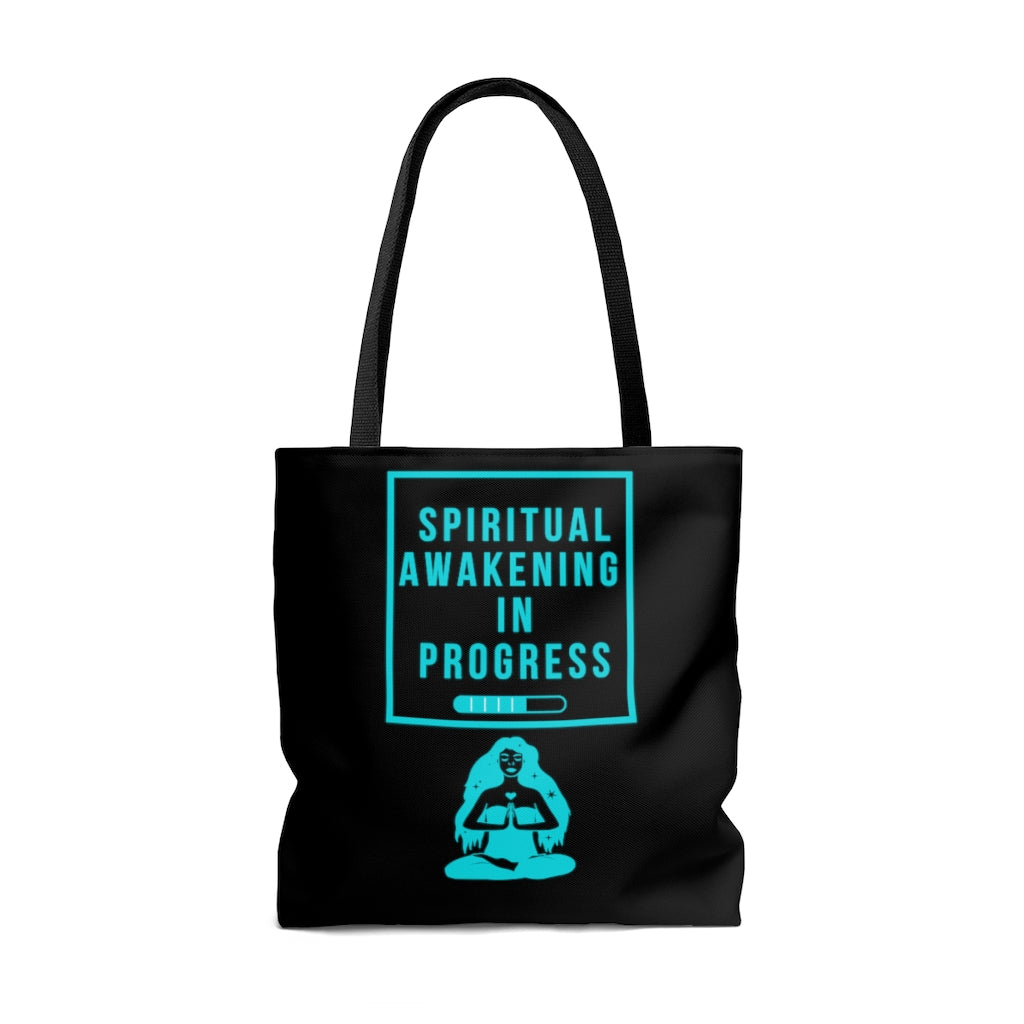 Spiritual Awakening Teal and Black Tote Bag