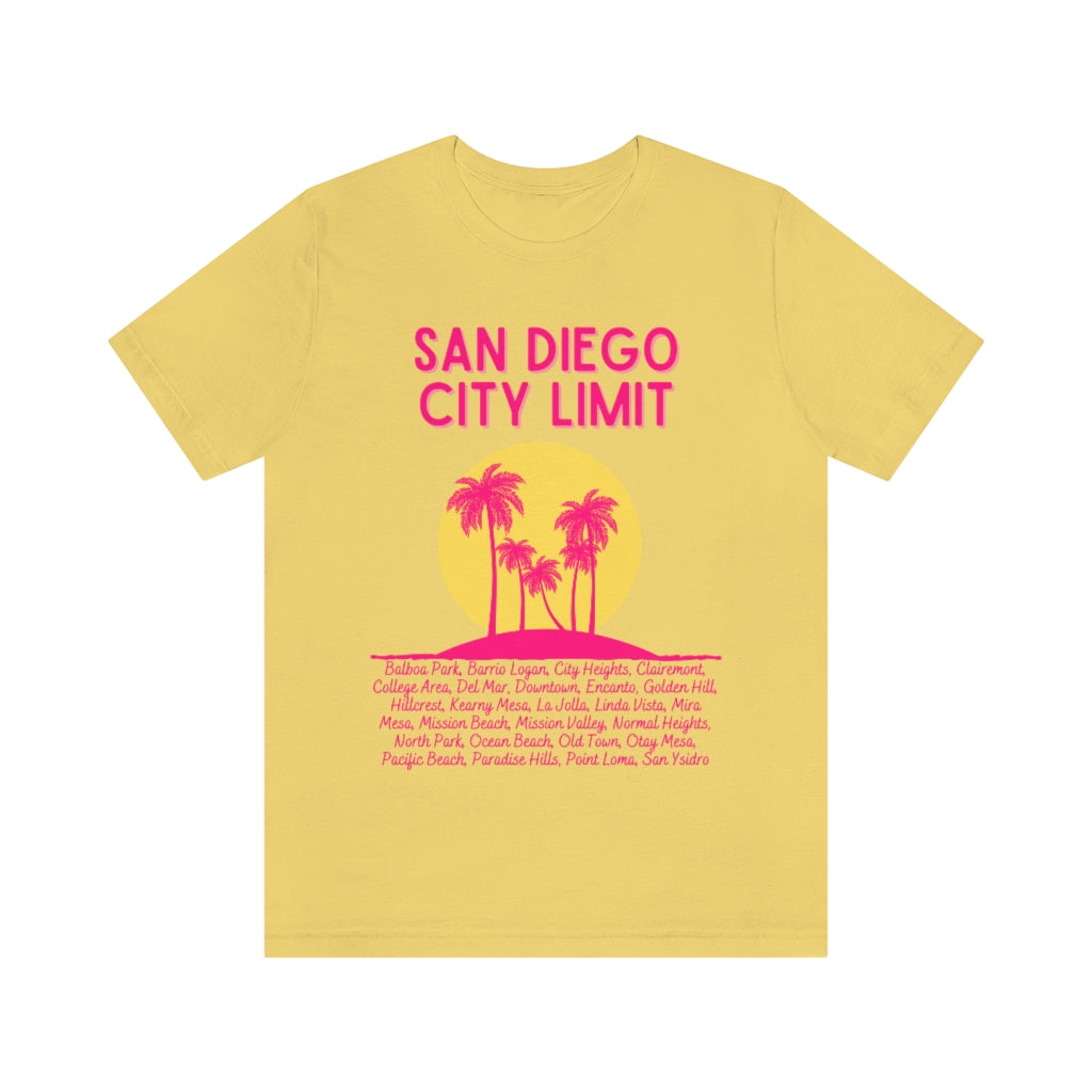 San Diego City Limit Tee | SD Areas on back (Pink)