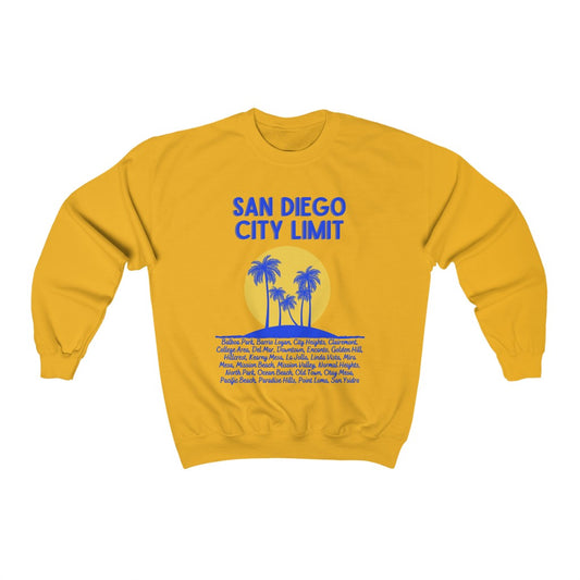 San Diego City Limit Sweatshirt | SD Areas on back (Royal Blue)