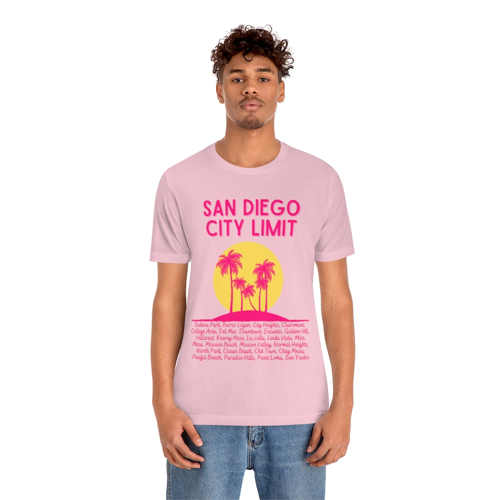 San Diego City Limit Tee | SD Areas on back (Pink)
