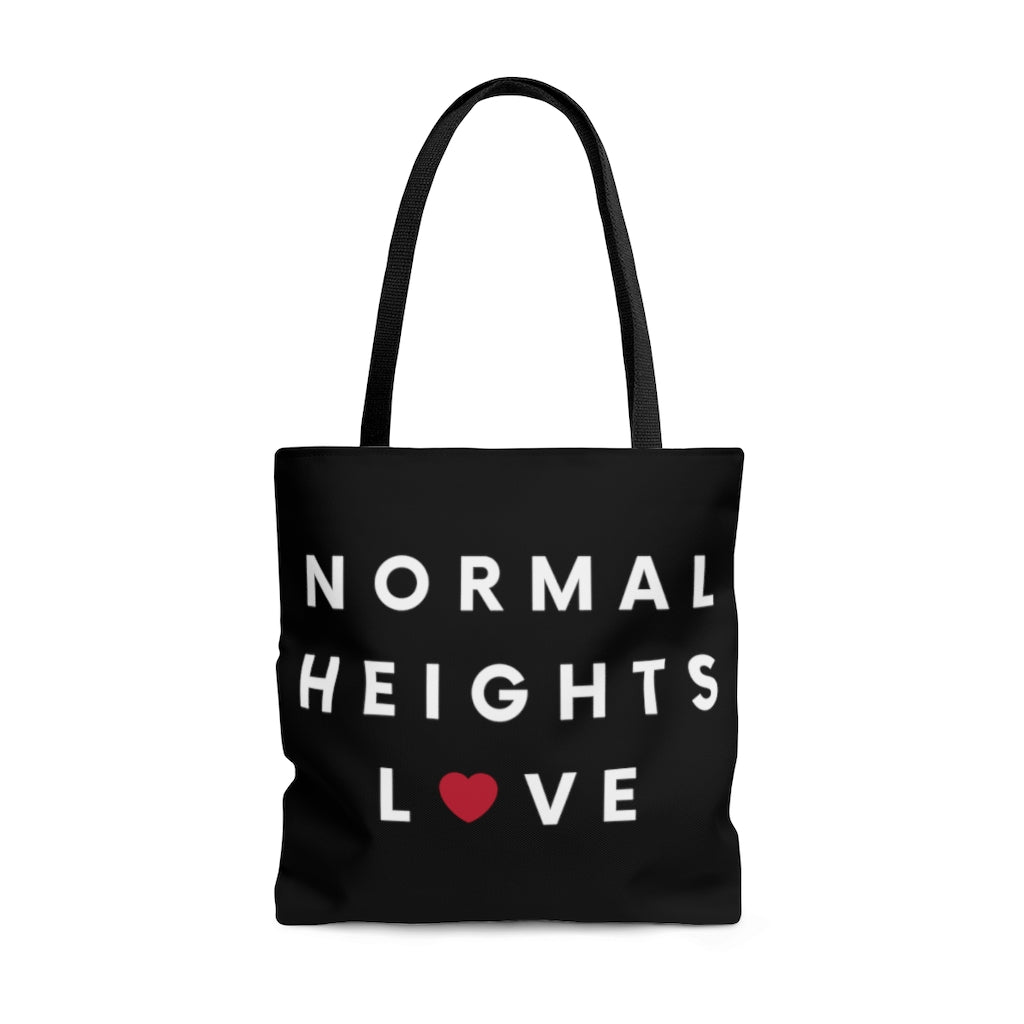 Normal Heights Love Black Tote Bag, San Diego Neighborhood Beach Bag