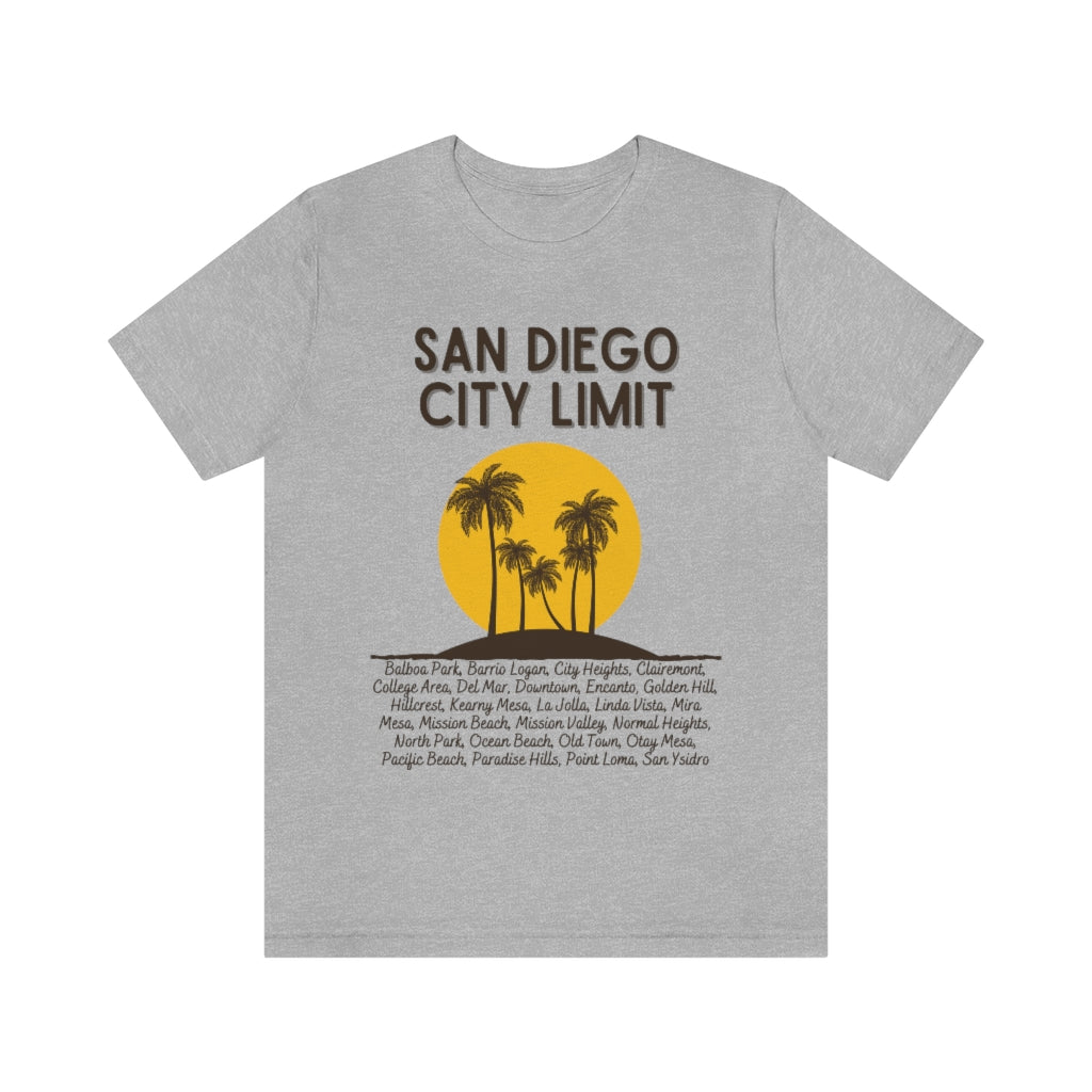 San Diego City Limit Tee | SD Areas on back (Brown)