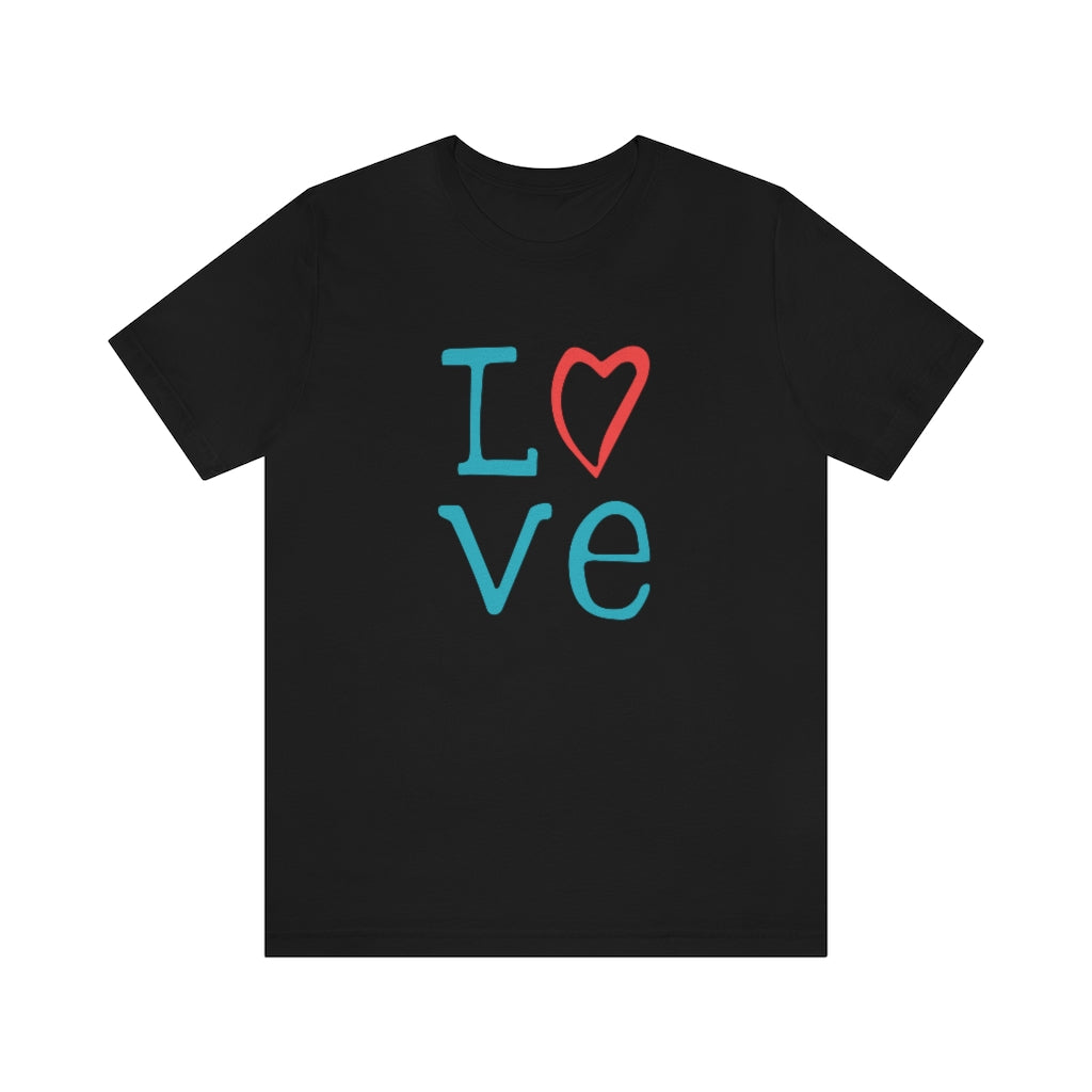LOVE T-shirt (Red and Teal)