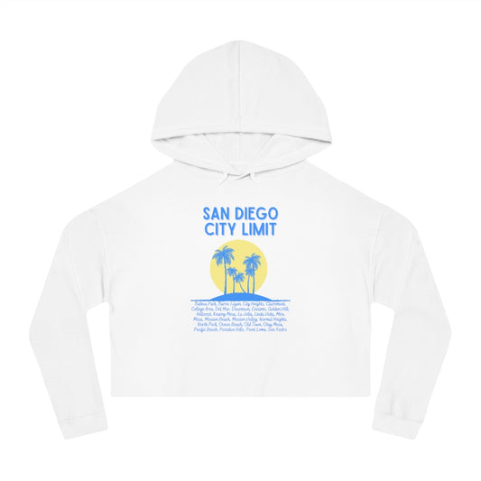San Diego City Limit Cropped Hoodie | SD Areas on back (Baby Blue)