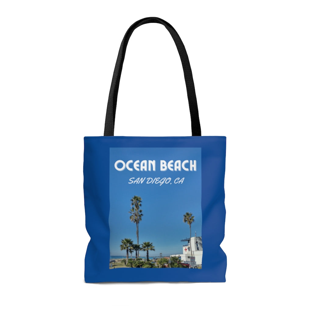 Ocean Beach Lifeguard Tower Blue Tote Bag