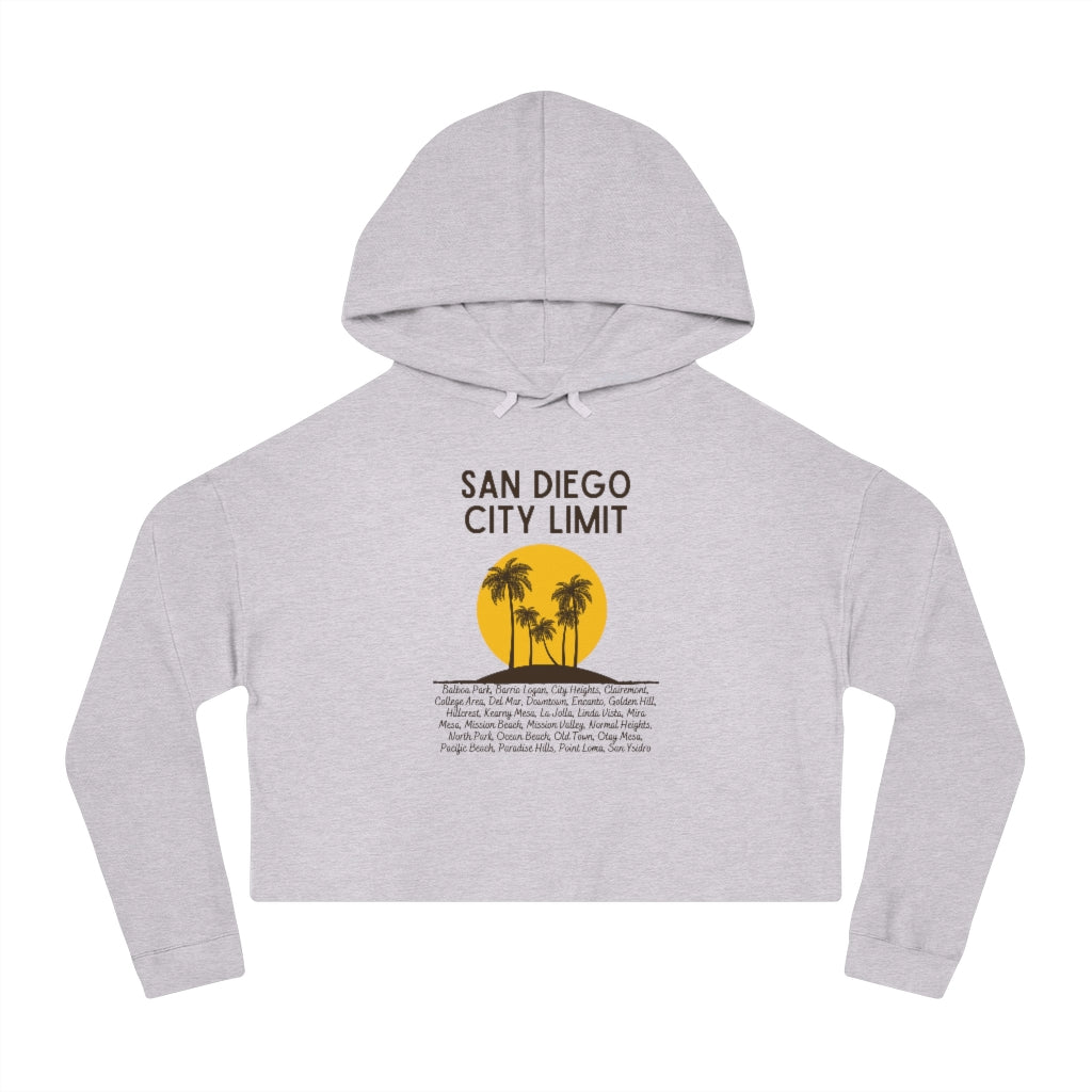 San Diego City Limit Cropped Hoodie | SD Areas on back (Brown)