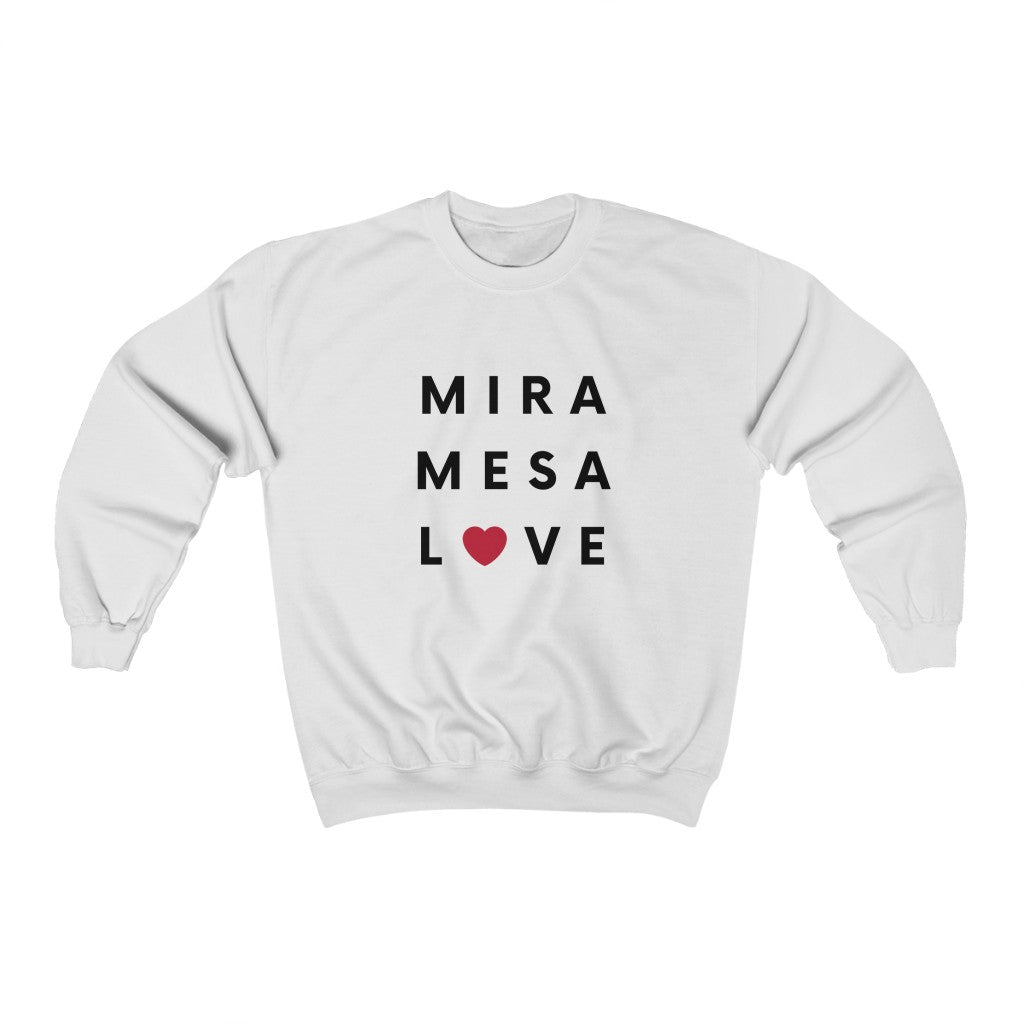 Mira Mesa Love Crewneck Sweatshirt (Red Heart) (Unisex)