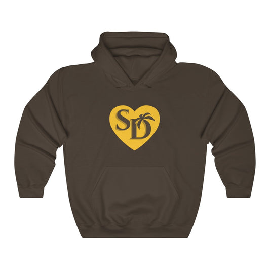 I Heart SD Hoodie | San Diego Brown and Gold Sweatshirt
