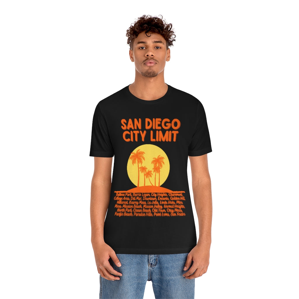 San Diego City Limit T-shirt | SD Tee Areas on Back (Orange)