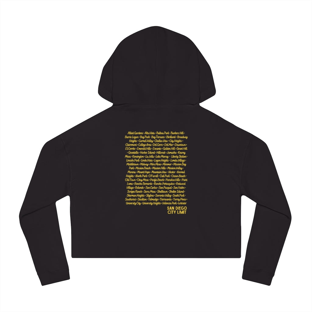 San Diego City Limit Cropped Hoodie | SD Areas on back (Brown)