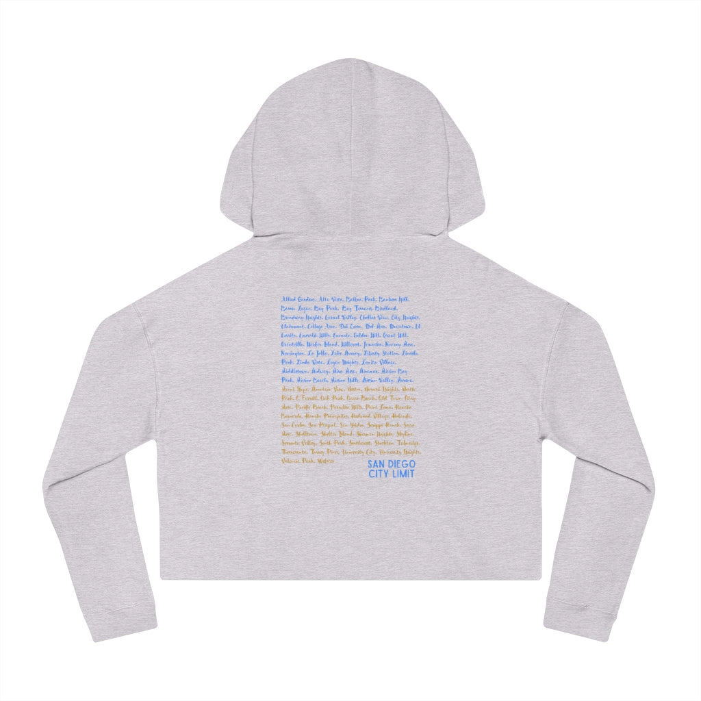 San Diego Neighborhoods Women's Cropped Hoodie (Baby Blue)