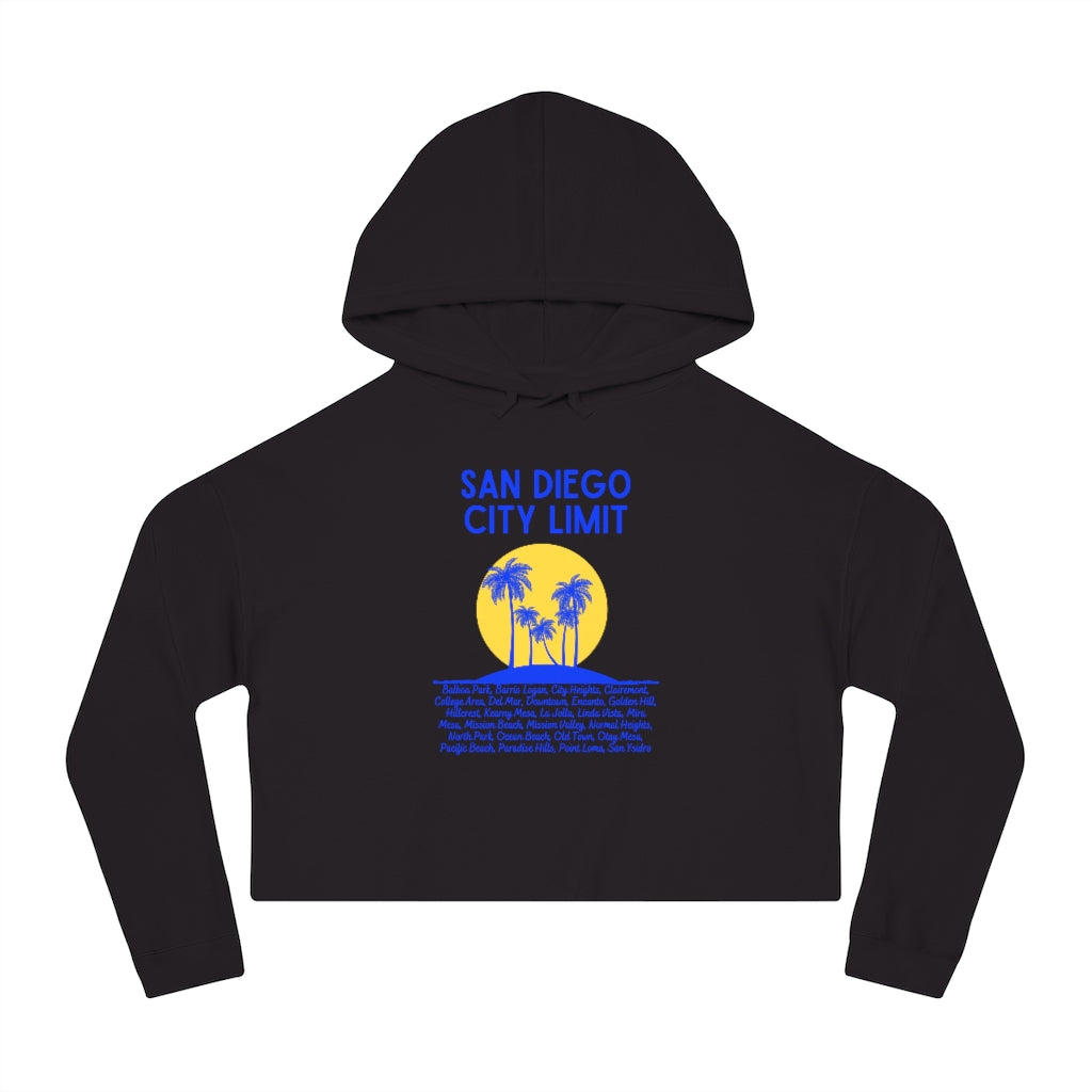San Diego City Limit Cropped Hooded | SD Areas on back (Royal Blue)