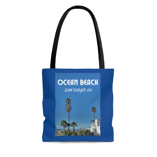Ocean Beach Lifeguard Tower Blue Tote Bag