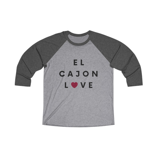 El Cajon Love Long Sleeve Baseball Tee, San Diego County Neighborhood 3/4 Sleeve T-Shirt (Unisex) (Multiple Colors Avail)