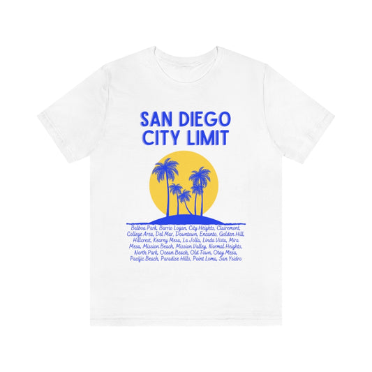 San Diego City Limit Tee | SD Areas on back (Royal Blue)