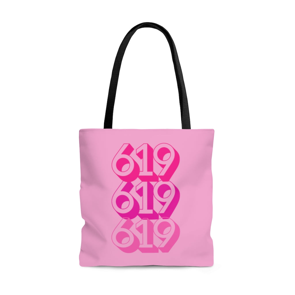 619 Tote Bag | Pink San Diego Area Code Bag
