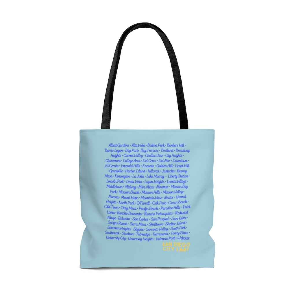 San Diego City Limit Royal Tote Bag | SD Areas (Royal Blue)