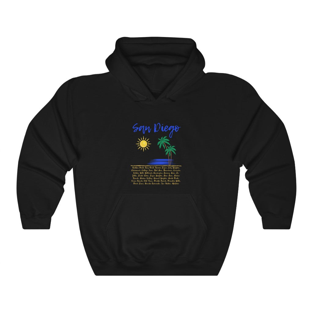 San Diego Neighborhoods Hoodie | SD Areas on back (Royal Blue)