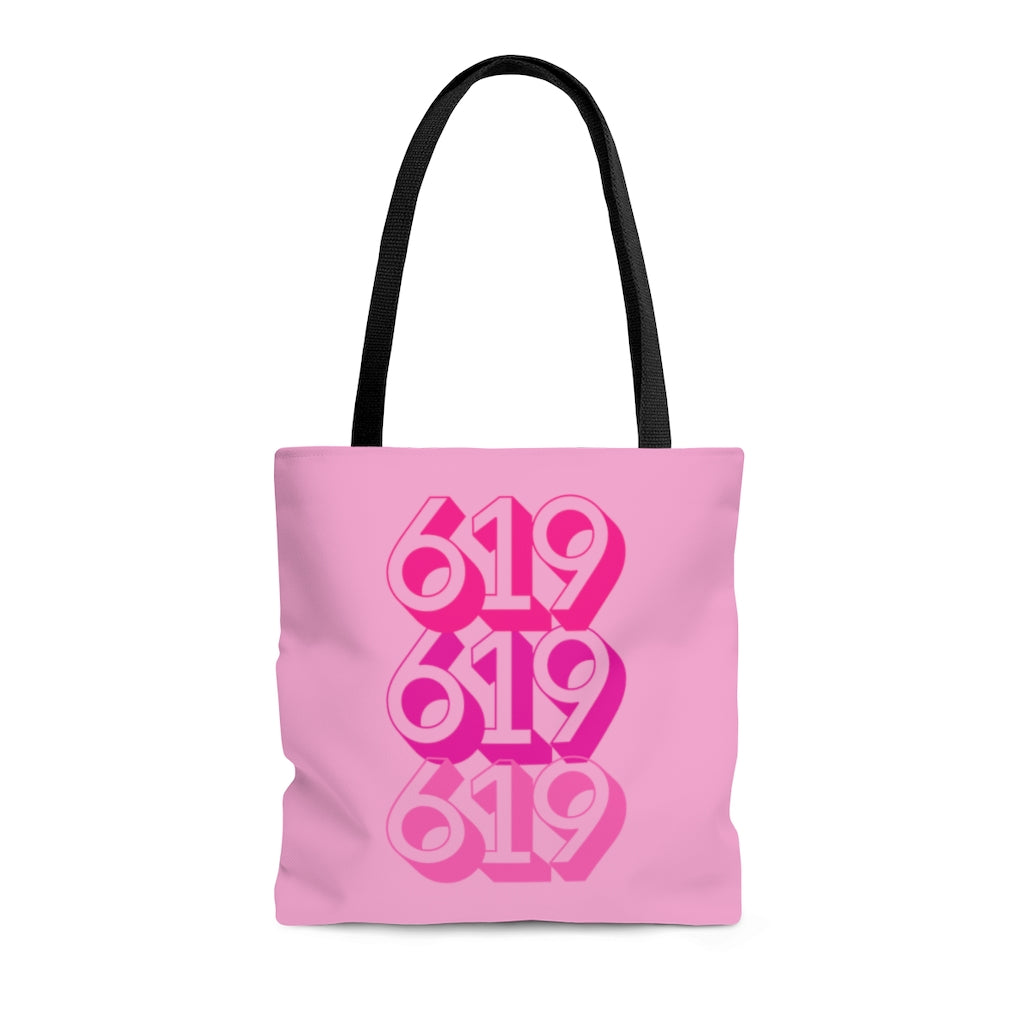 619 Tote Bag | Pink San Diego Area Code Bag