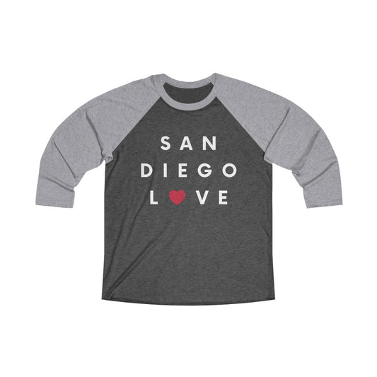 San Diego Love 3/4 Sleeve Baseball Tee