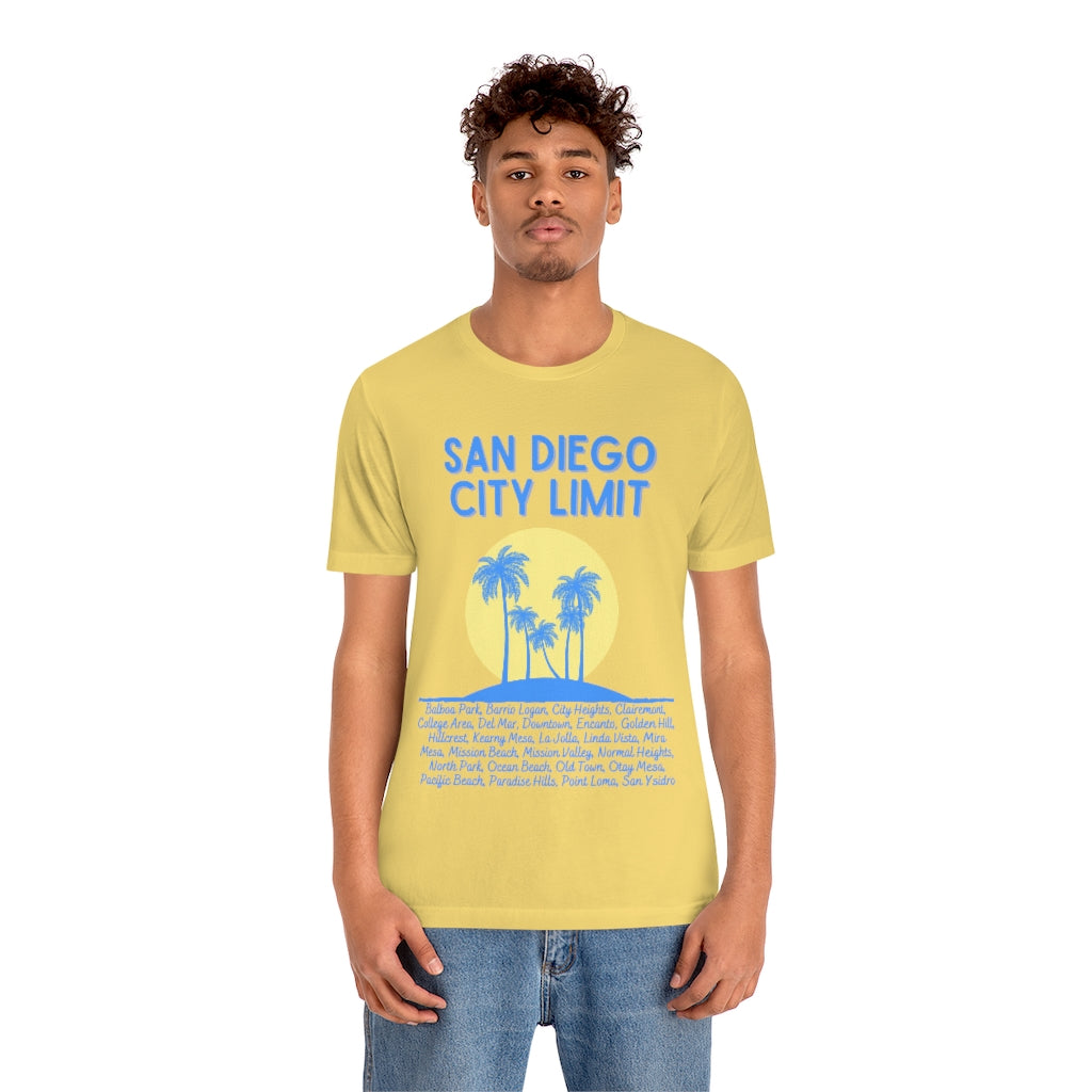 San Diego City Limit Tee | SD Areas on back (Baby Blue)