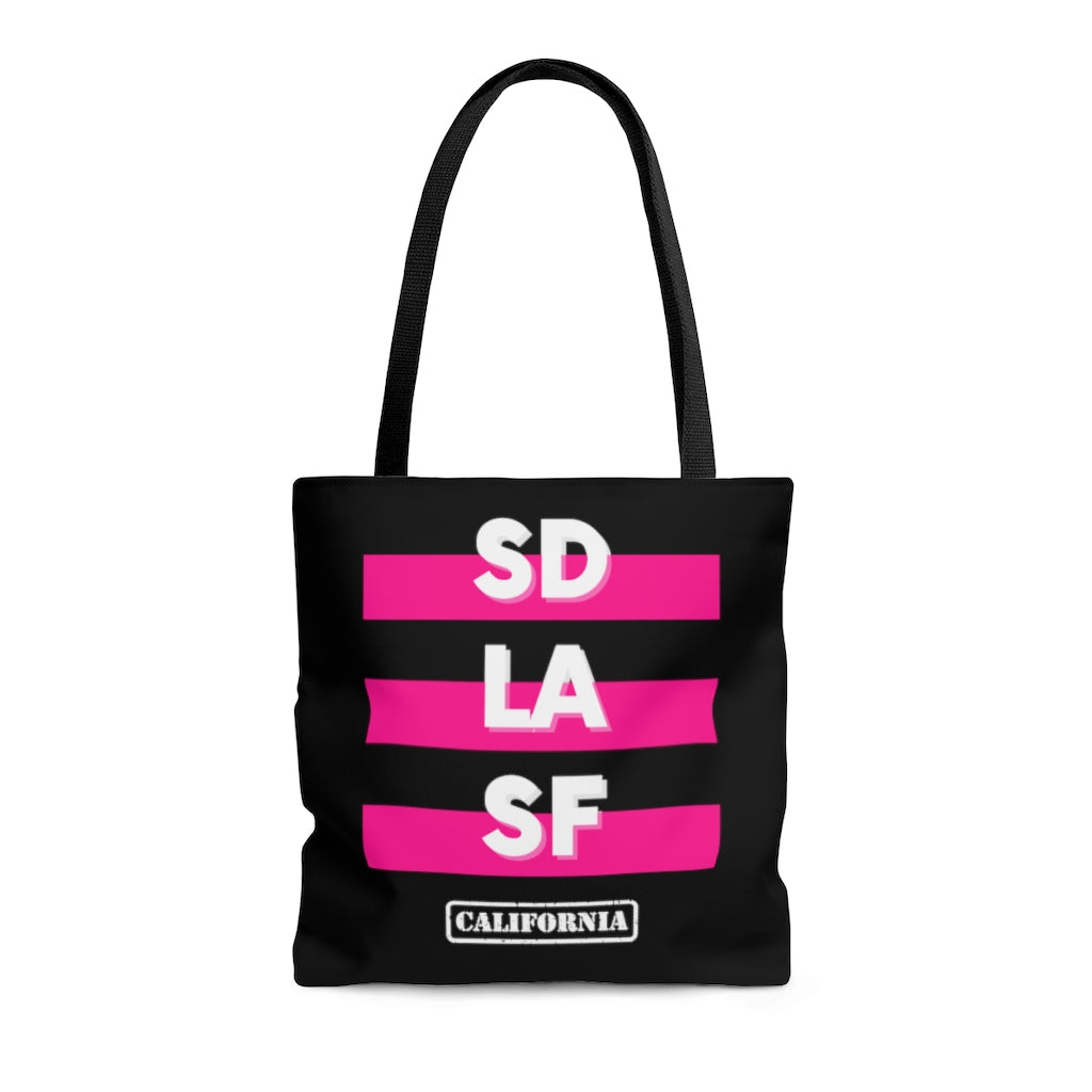 SD LA SF California Pink and Black Tote Bag