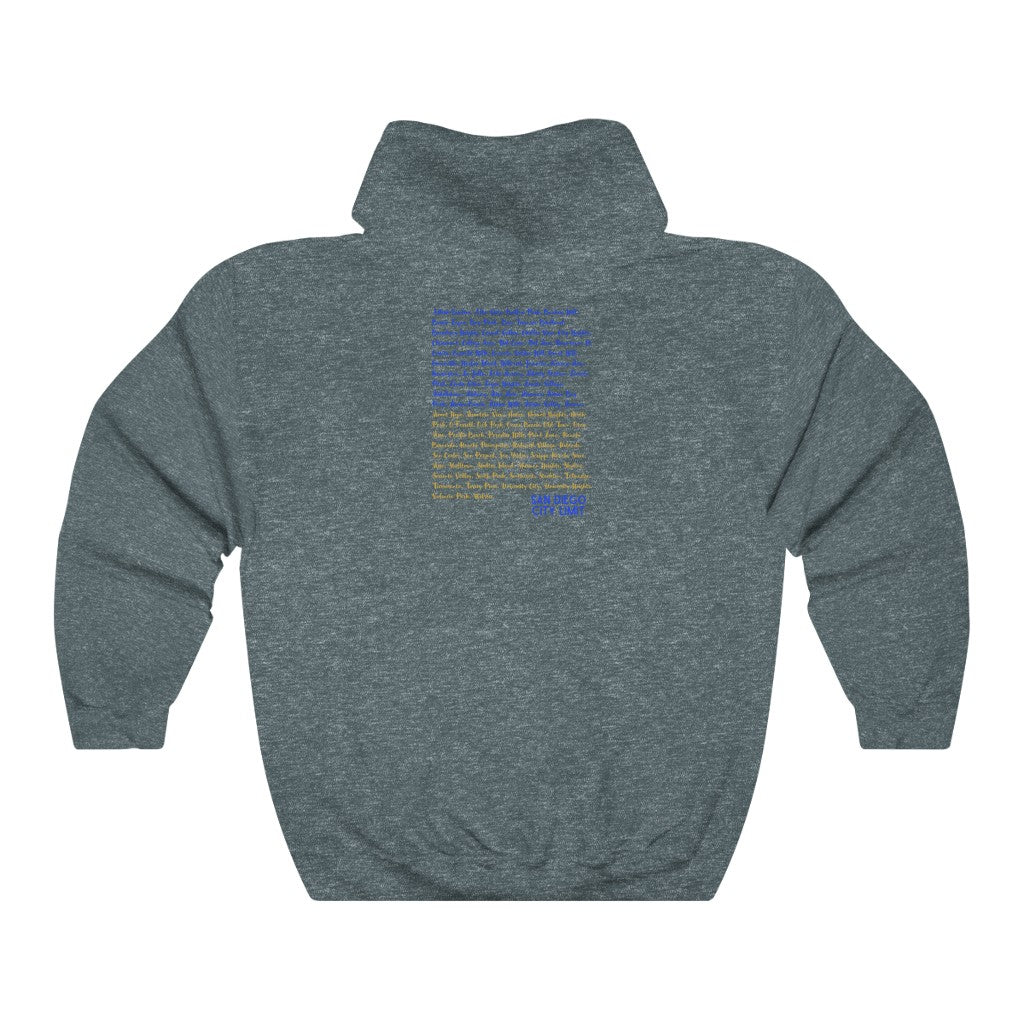 San Diego Neighborhoods Hoodie | SD Areas on back (Royal Blue)