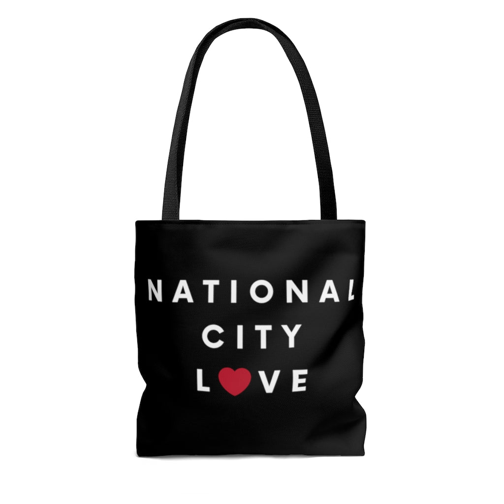 National City Love Black Tote Bag, San Diego County Neighborhood Beach Bag