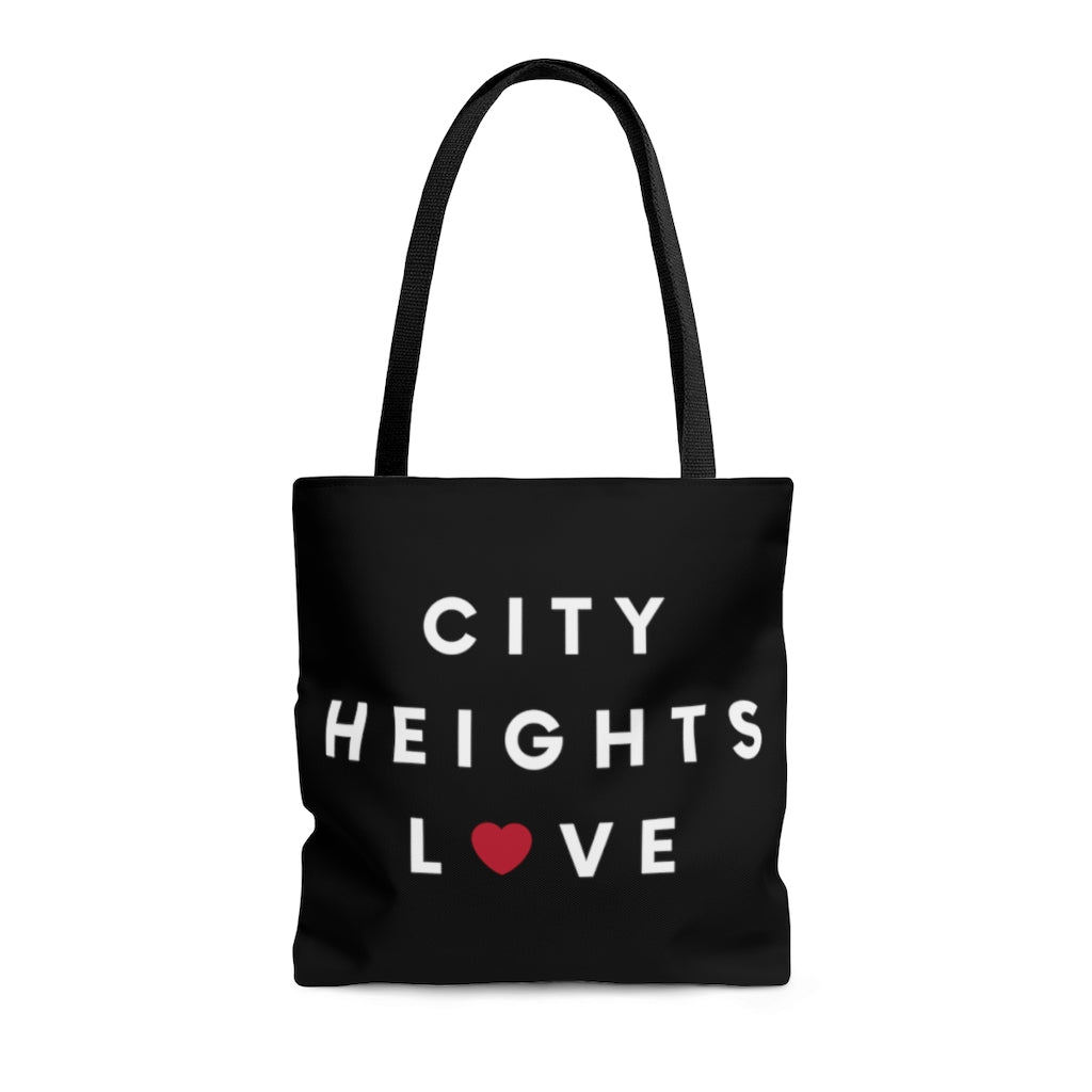 City Heights Love Black Tote, Shopping Bag, Beach Bag
