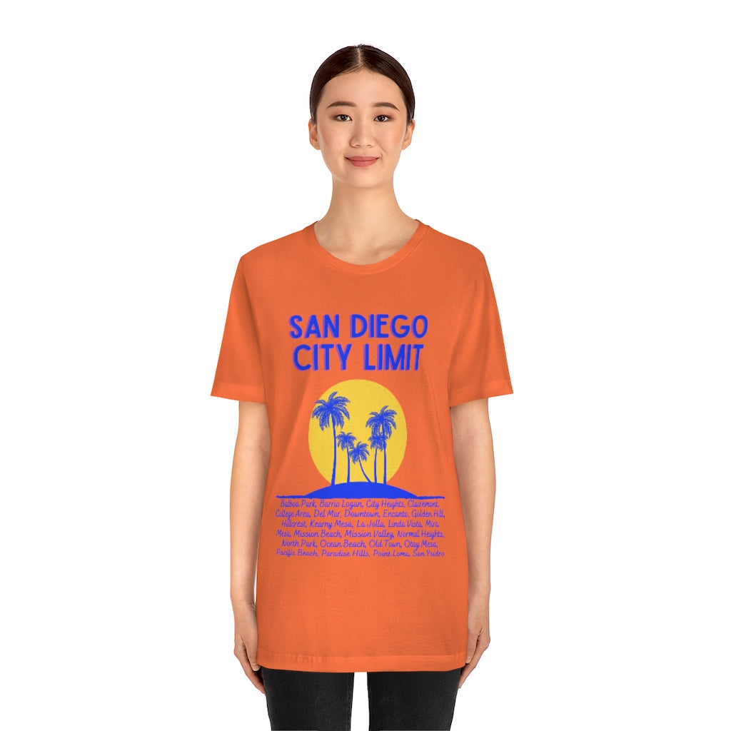 San Diego City Limit Tee | SD Areas on back (Royal Blue)