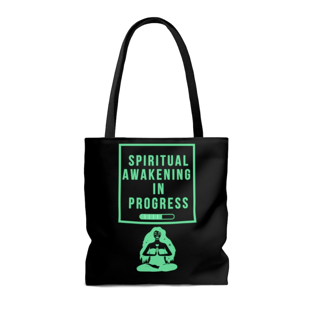 Spiritual Awakening Green and Black Tote Bag