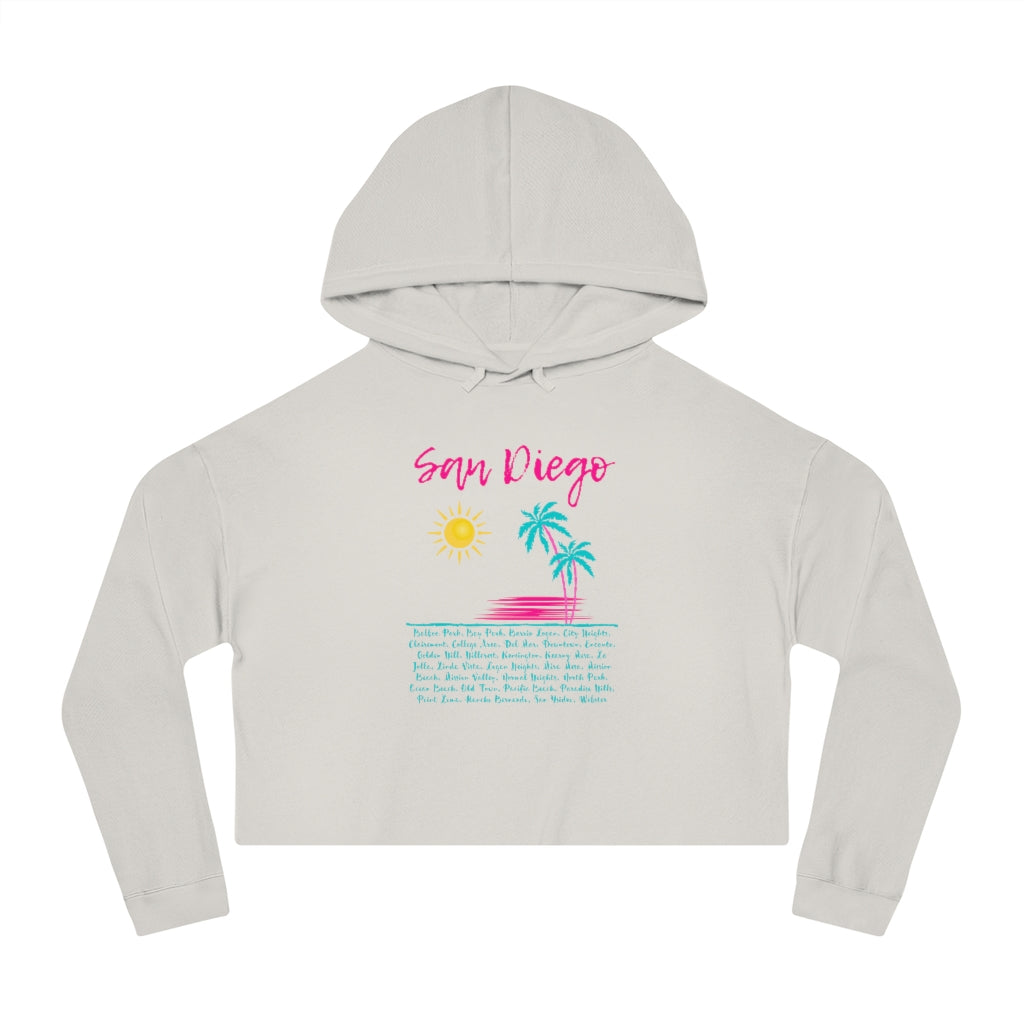 San Diego Beach Neighborhoods Cropped Hoodie (Pink)