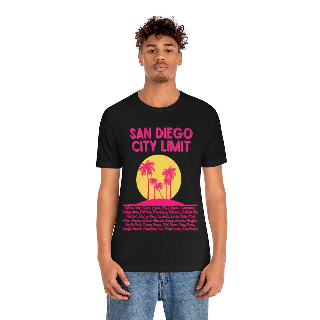 San Diego City Limit Tee | SD Areas on back (Pink)