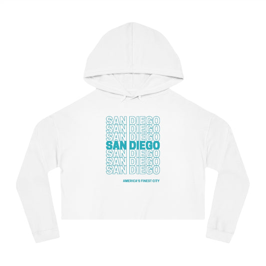 San Diego "Thank You" Cropped Women's Hoodie (Teal)