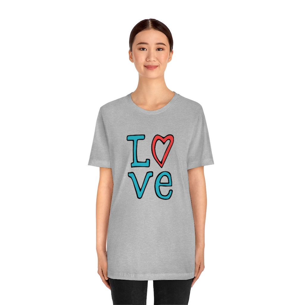 LOVE T-shirt (Red and Teal)