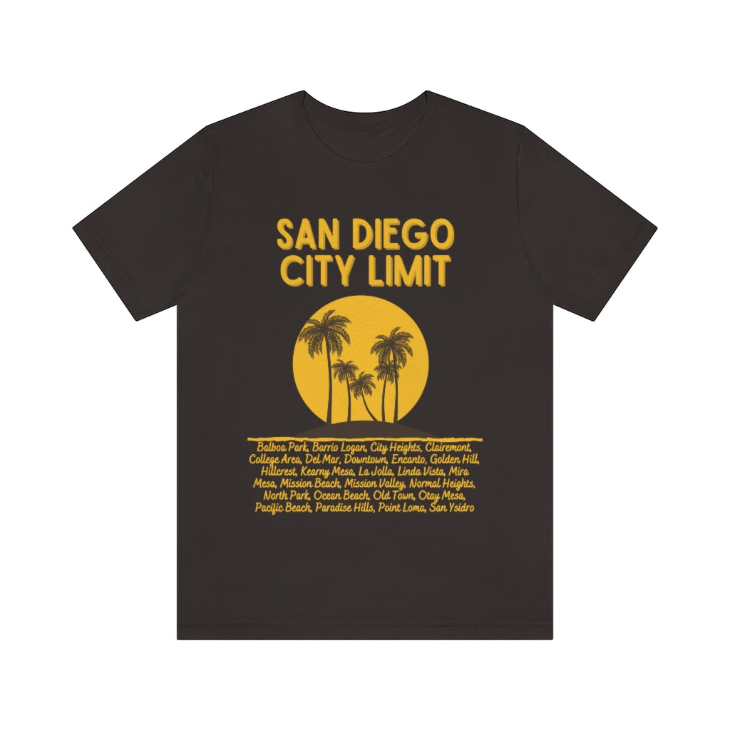 San Diego City Limit Tee | SD Areas on back (Brown)