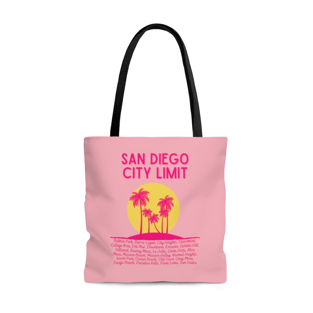 San Diego City Limit Pink Tote Bag | SD Areas