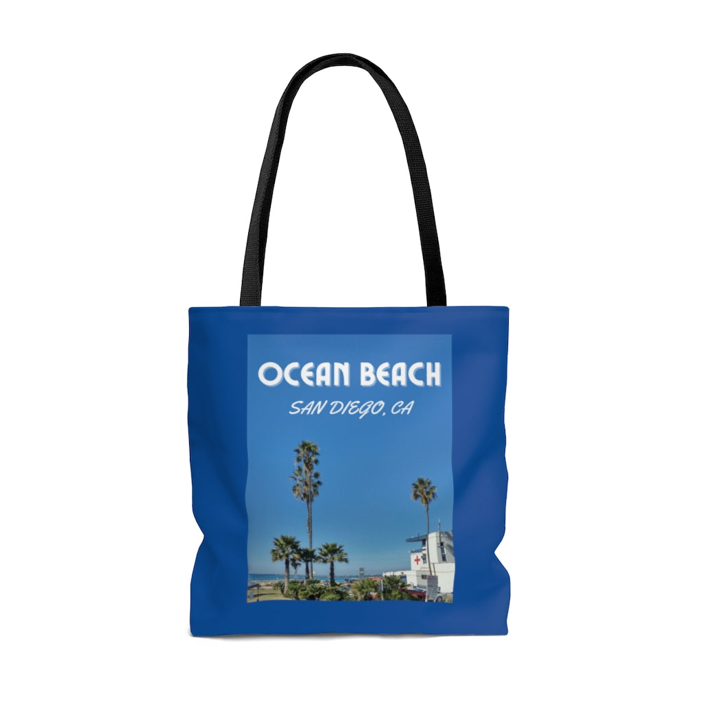 Ocean Beach Lifeguard Tower Blue Tote Bag