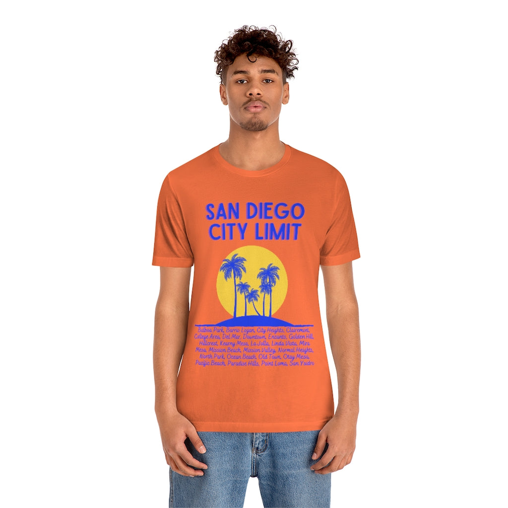 San Diego City Limit Tee | SD Areas on back (Royal Blue)