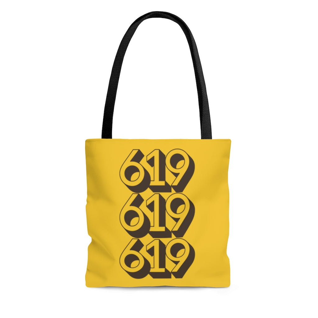 619 Tote Bag, San Diego Gold and Brown Beach Bag, SD Shopping Bag