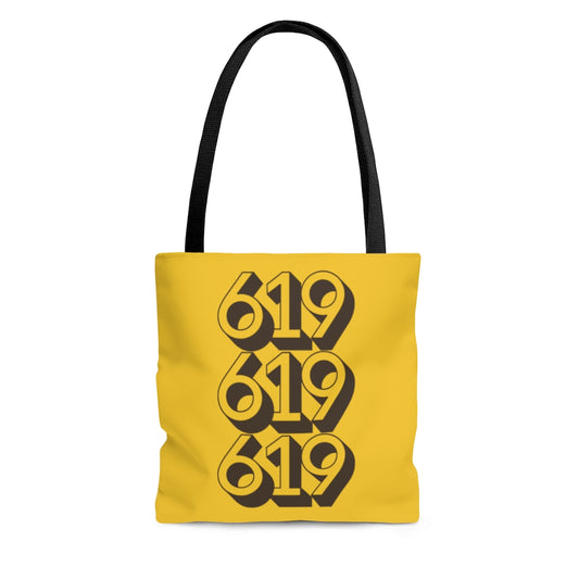 619 Tote Bag, San Diego Gold and Brown Beach Bag, SD Shopping Bag