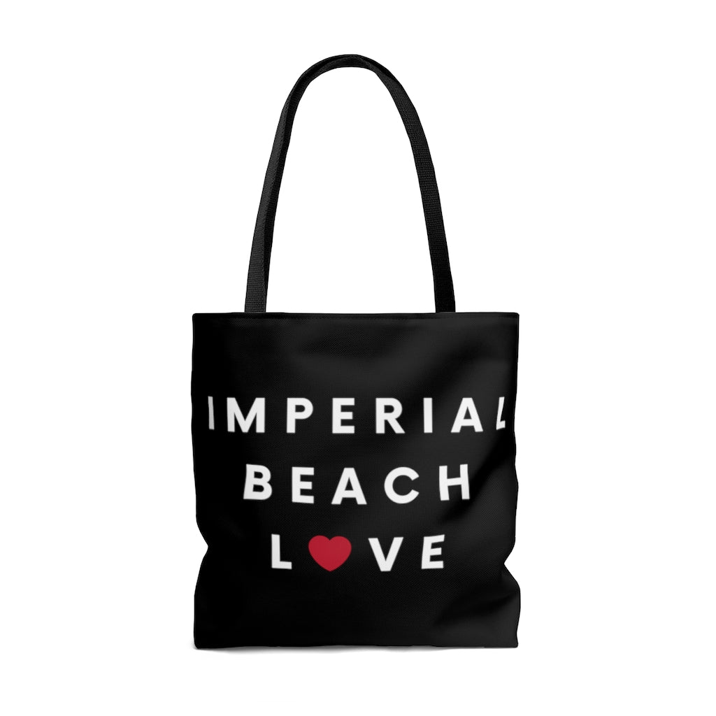 Imperial Beach Love Black Tote Bag, IB San Diego County Neighborhood Beach Bag