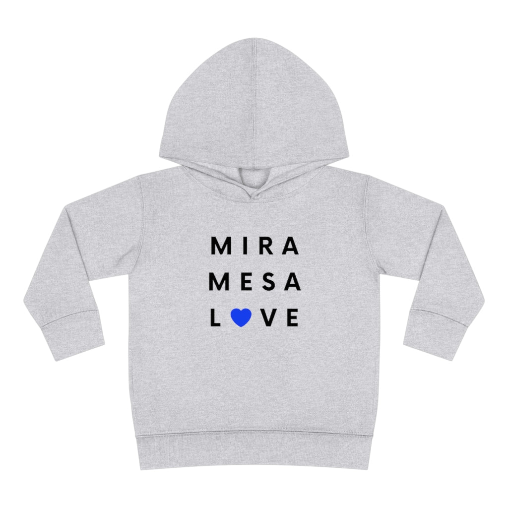 Mira Mesa Love Toddler Hoodie, Kid's Pullover Fleece Hooded Sweater (Blue Heart)