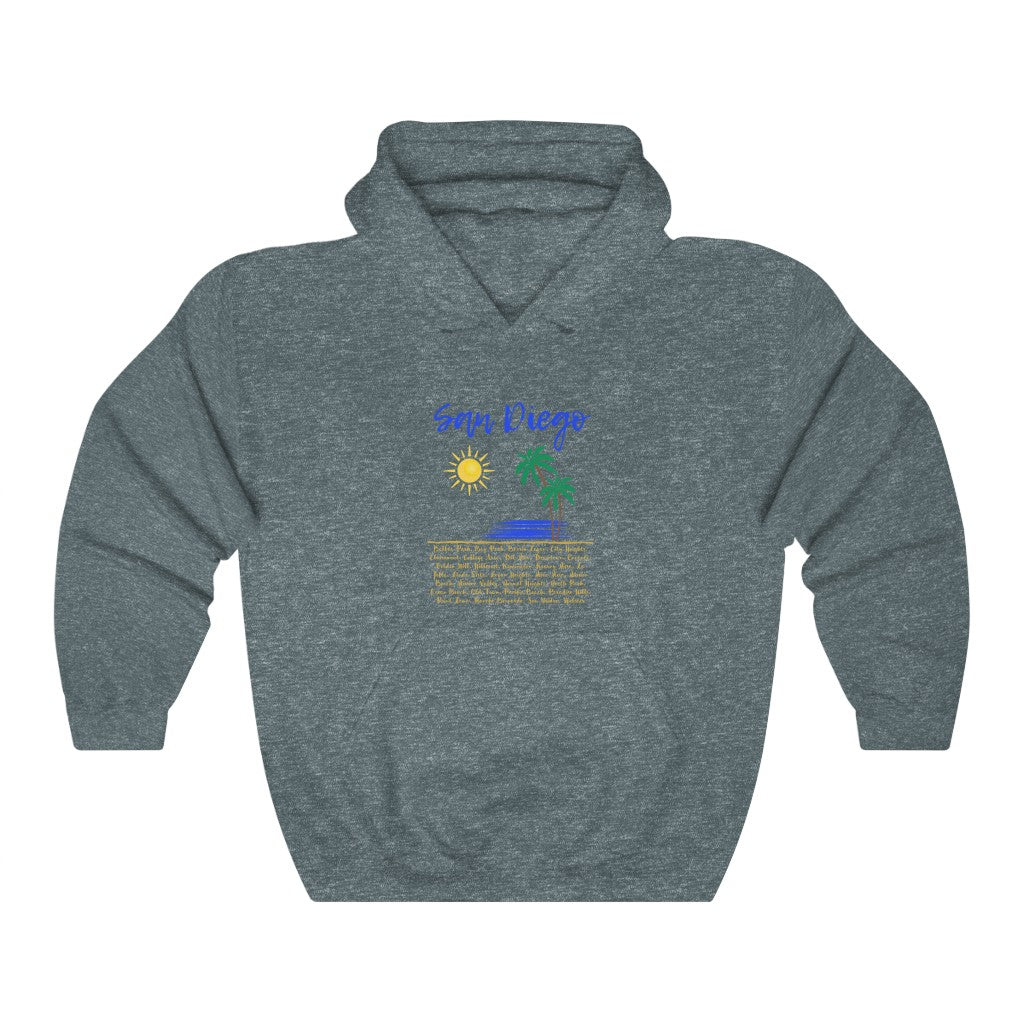 San Diego Neighborhoods Hoodie | SD Areas on back (Royal Blue)