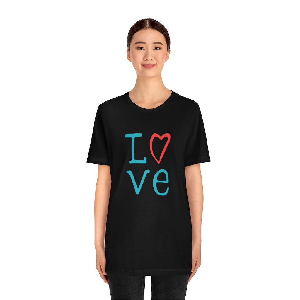 LOVE T-shirt (Red and Teal)