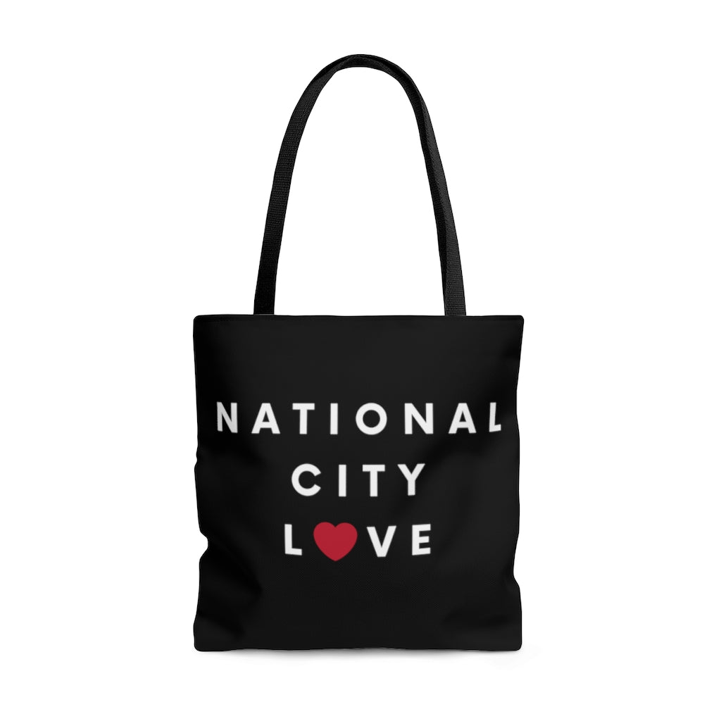 National City Love Black Tote Bag, San Diego County Neighborhood Beach Bag