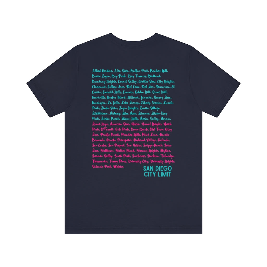 San Diego Neighborhoods Tee | SD Areas T-shirt (Pink)