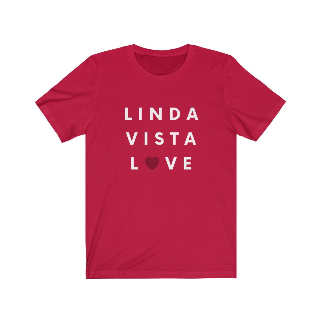 Linda Vista Love Love T-Shirt, SD Tee (Red Heart) (Unisex)
