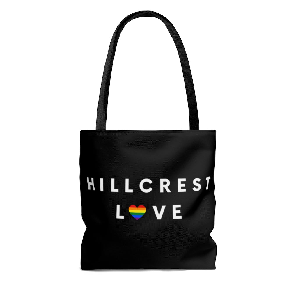 Hillcrest Love Black Tote Bag, San Diego Neighborhood Beach Bag